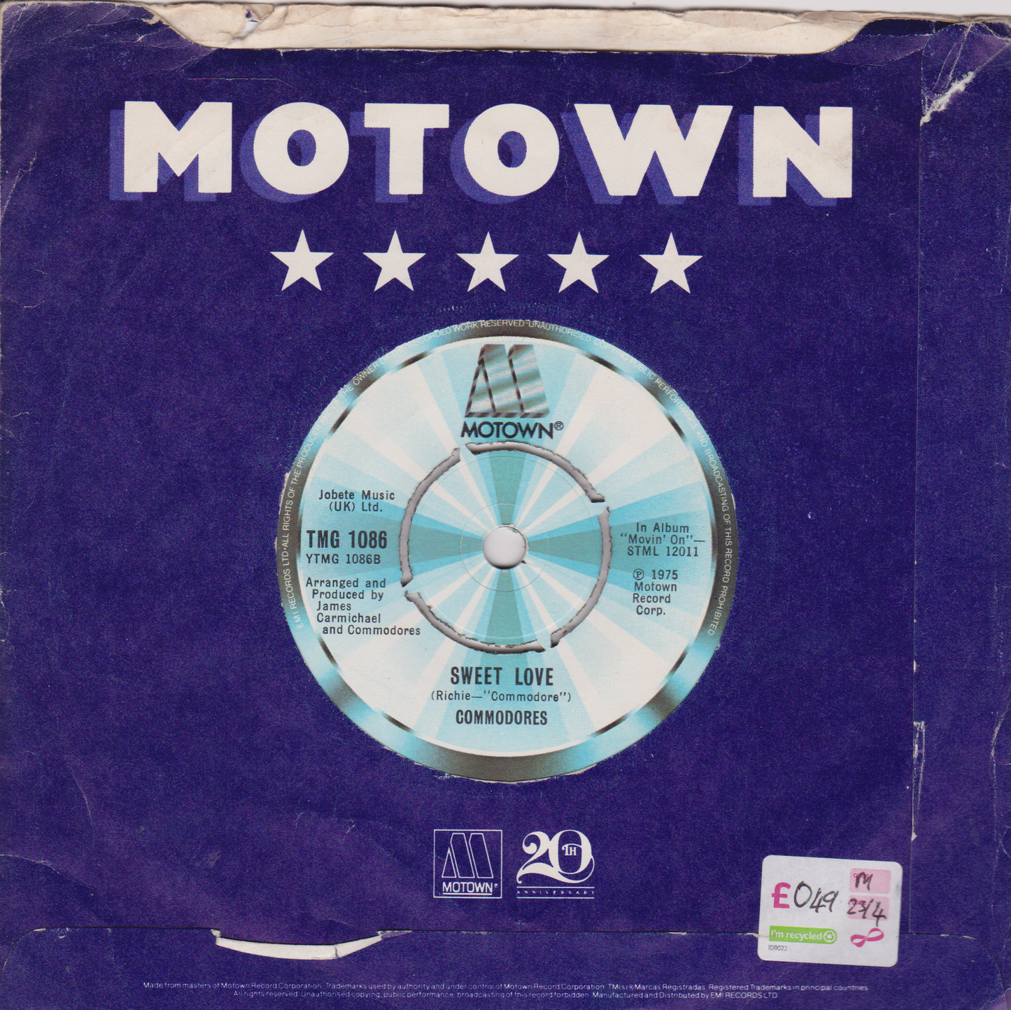 Commodores – Brick House (Motown 1977) 7" vinyl single VG/-