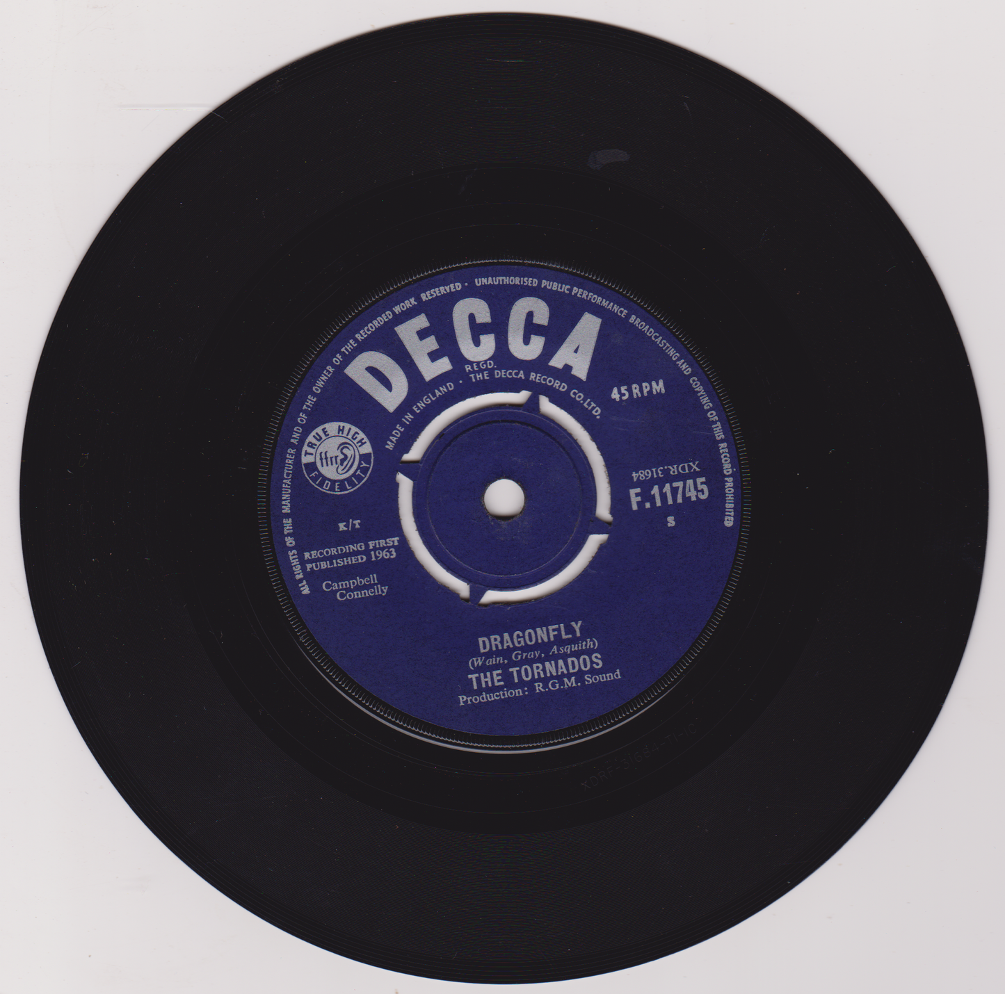 The Tornados – Dragonfly (Decca 1963) 7" vinyl single VG/VG
