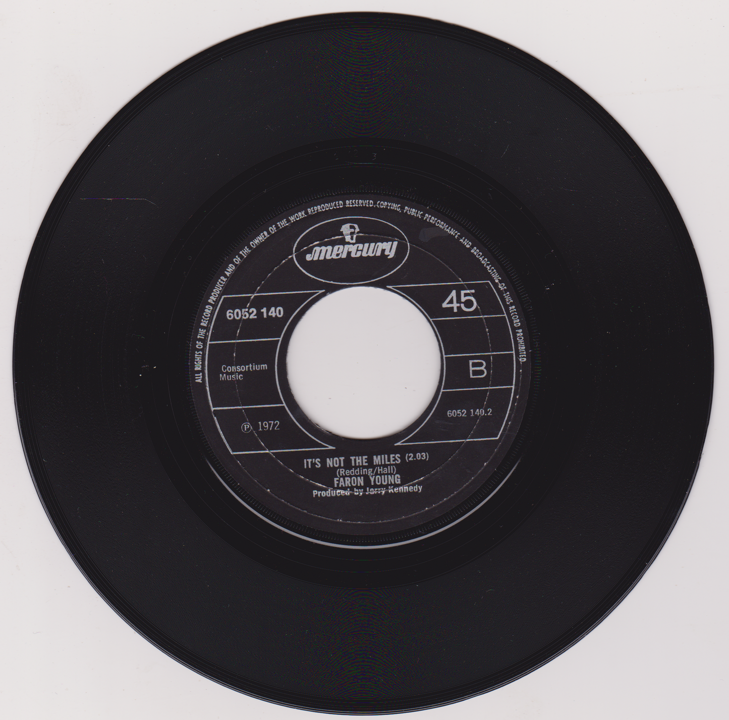 Faron Young – It's Four In The Morning (Mercury 1972) 7" vinyl single VG- jukebox centre