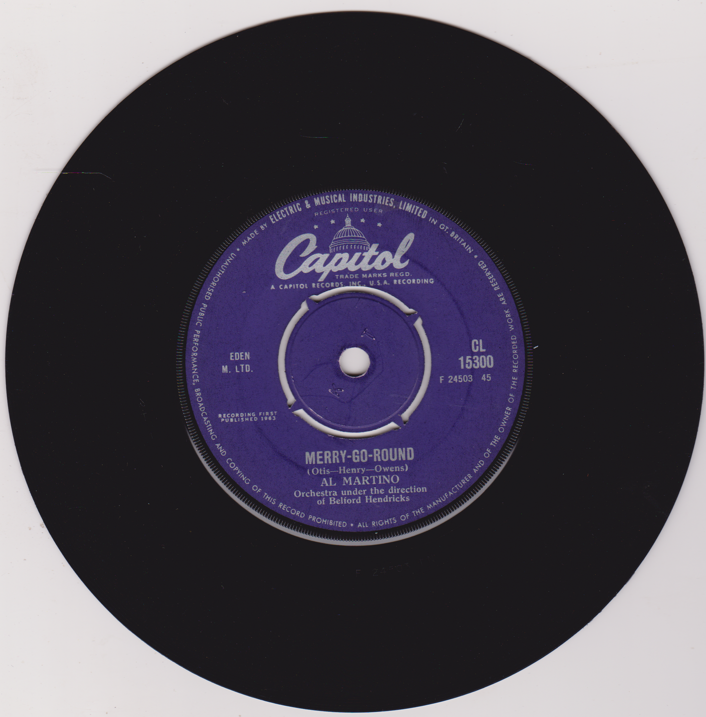 Al Martino – Merry-Go-Round (Capitol 1963) 7" vinyl single VG/-