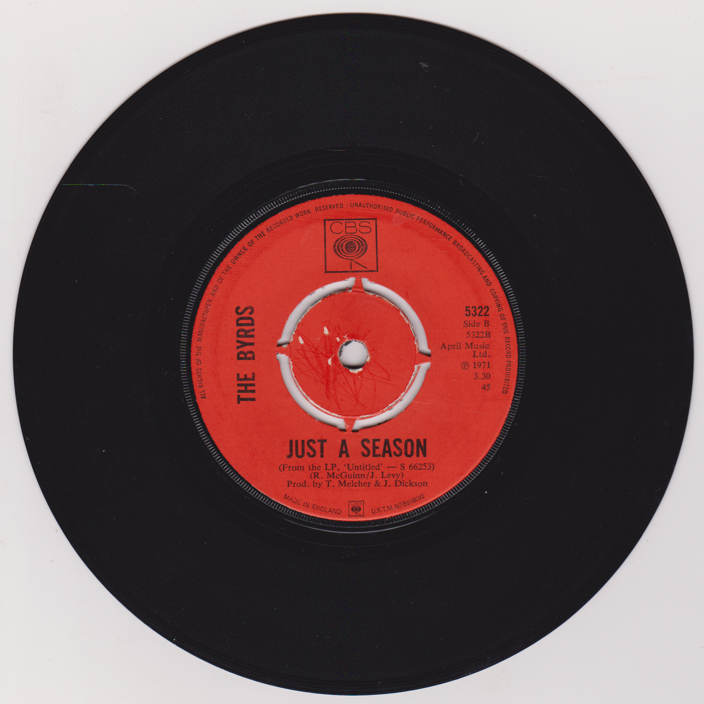 The Byrds – Chestnut Mare (CBS 1971) 7" vinyl single VG/-