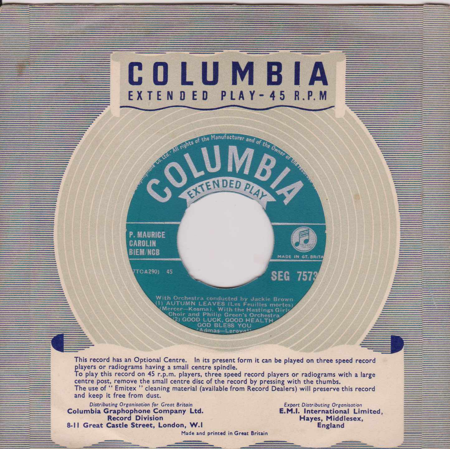 Steve Conway – My Foolish Heart (Columbia 1955) 7" vinyl EP VG/VG jukebox