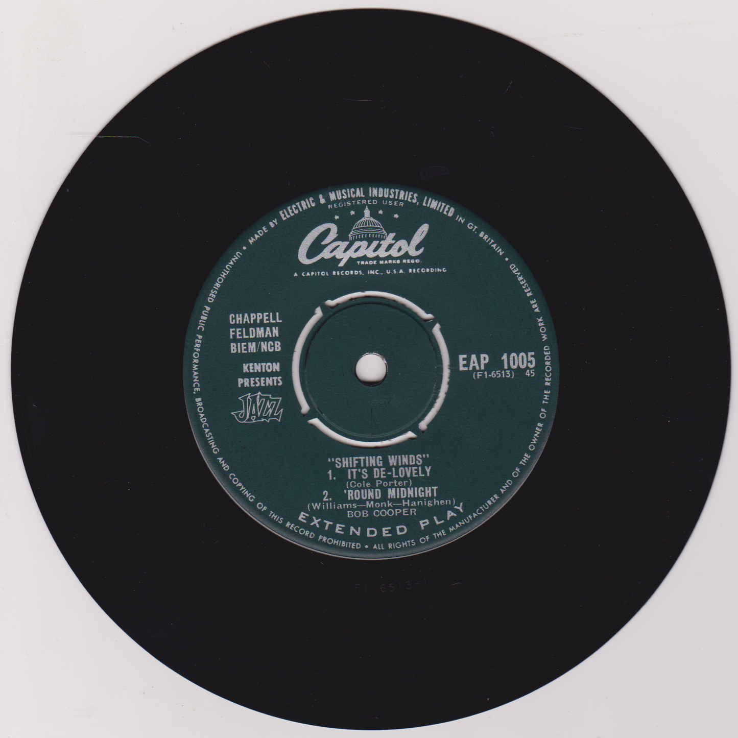 Bob Cooper - Shifting Winds (Capitol) 7" vinyl P/S EP VG/VG