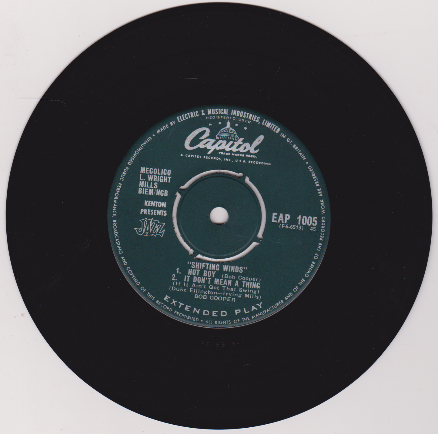 Bob Cooper - Shifting Winds (Capitol) 7" vinyl P/S EP VG/VG
