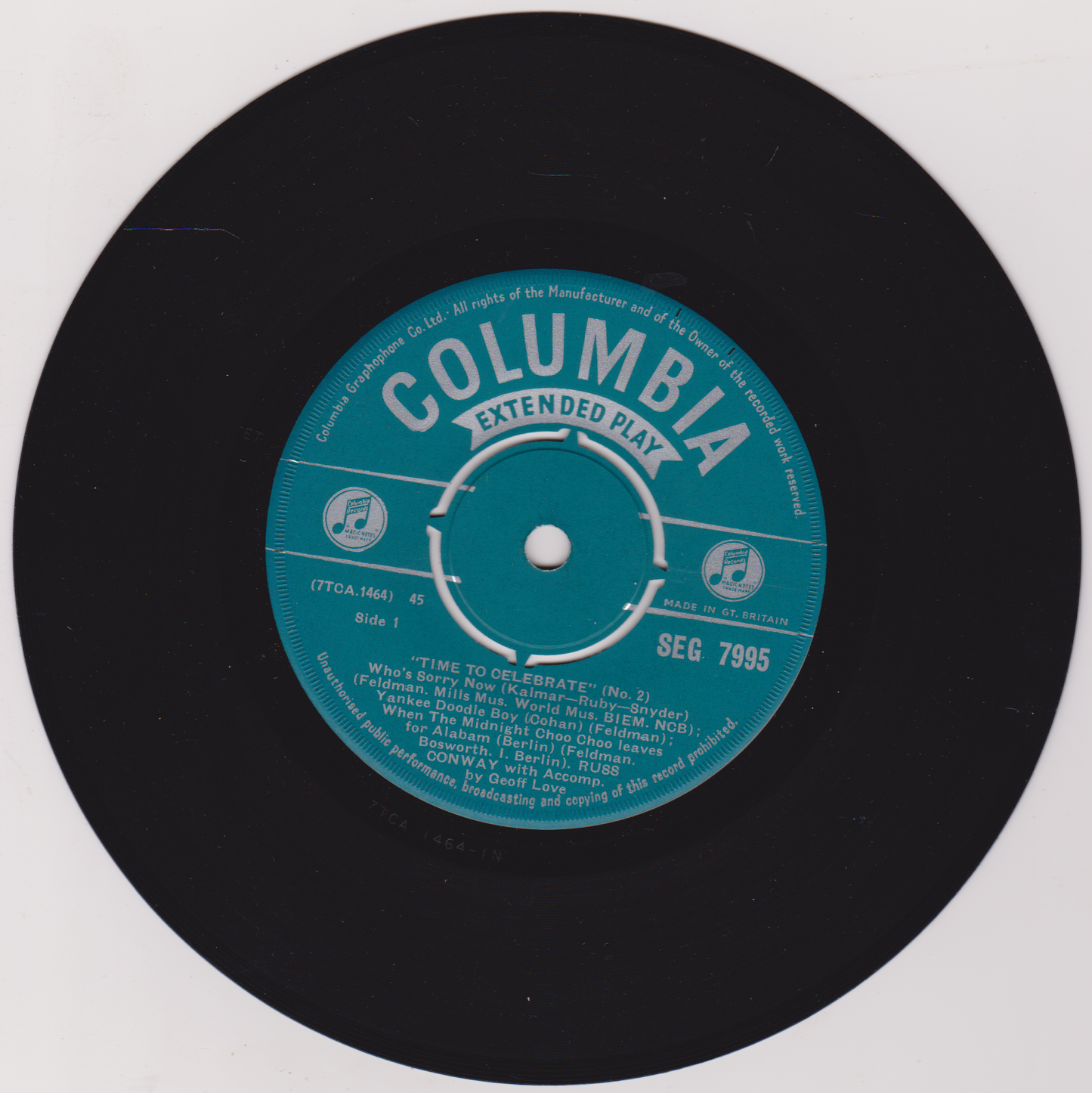 Russ Conway – Time To Celebrate No.2 (Columbia 1959) 7" vinyl P/S EP VG/VG