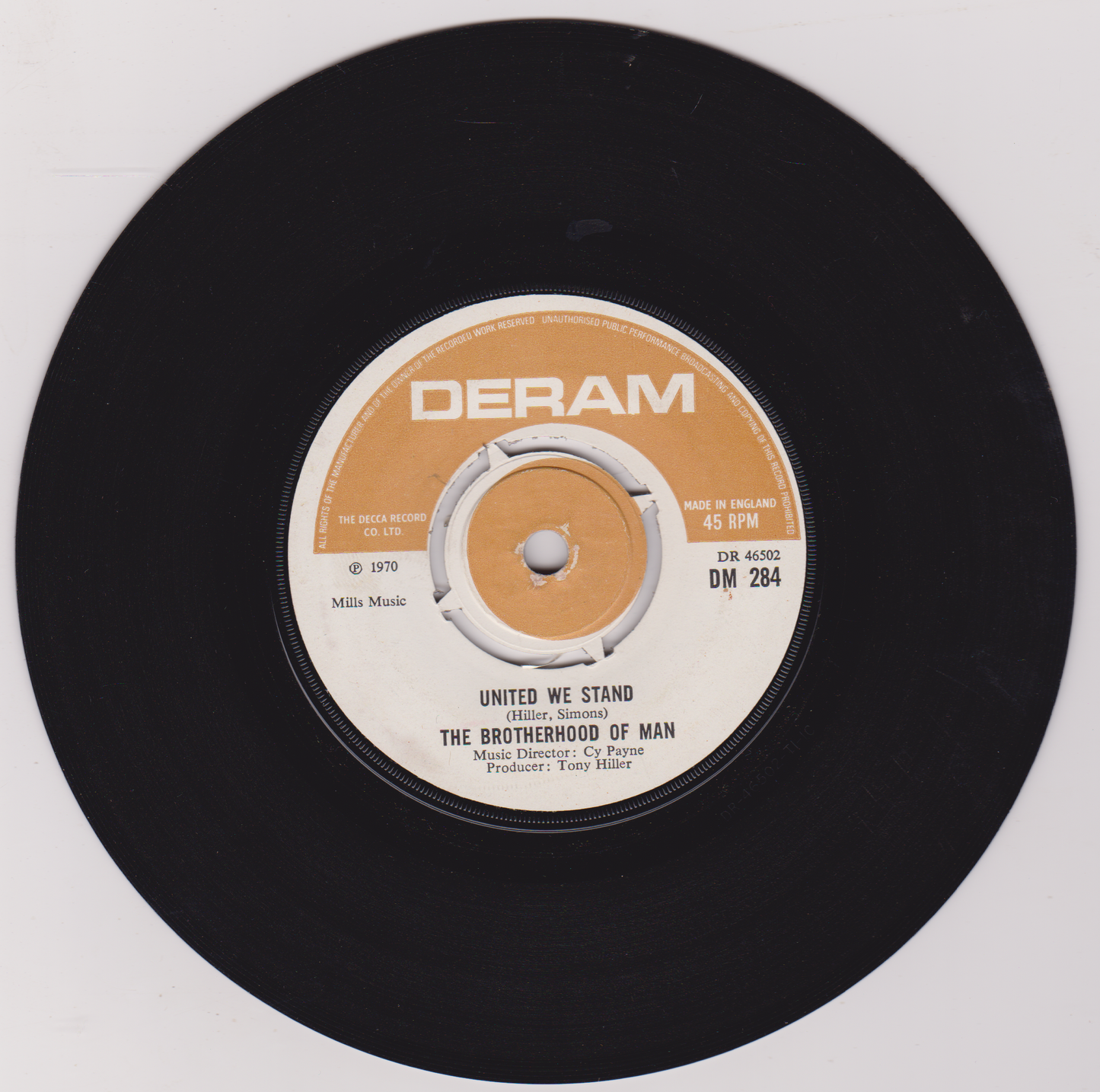Brotherhood Of Man – United We Stand (Deram 1970) 7" vinyl single VG/-