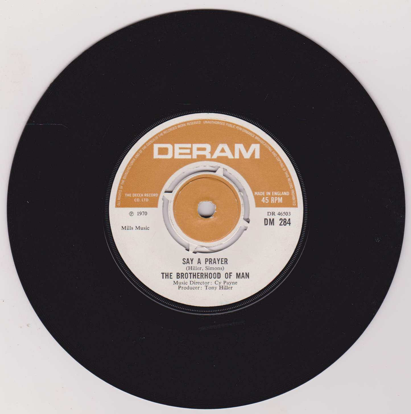 Brotherhood Of Man – United We Stand (Deram 1970) 7" vinyl single VG/-