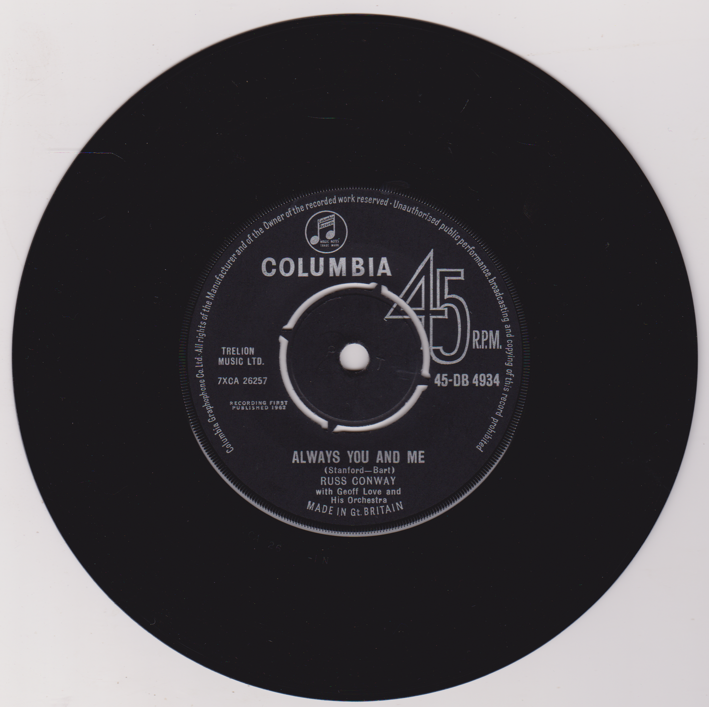 Russ Conway – Alone Again (Columbia, 1963) 7" vinyl VG/VG