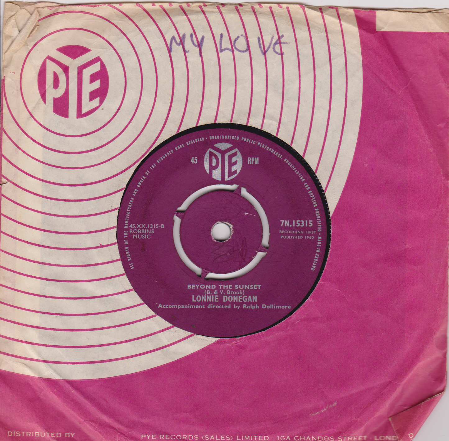 Lonnie Donegan – Virgin Mary (Pye 1960) 7" vinyl single VG/-