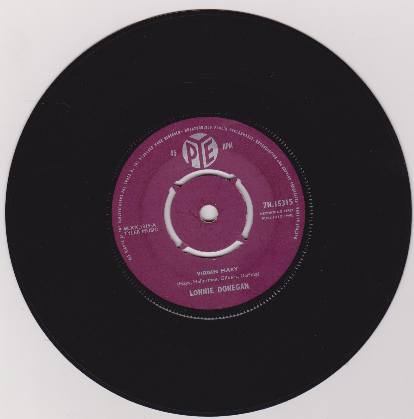 Lonnie Donegan – Virgin Mary (Pye 1960) 7" vinyl single VG/-