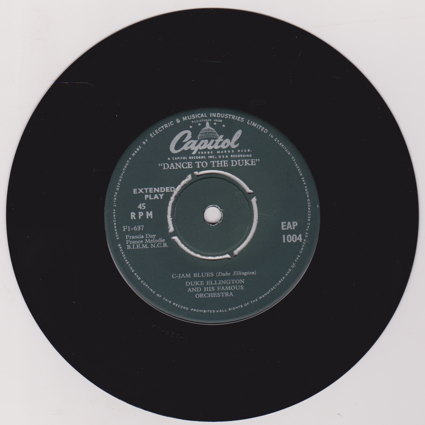 Duke Ellington - Dance To The Duke! (Capitol) 7" vinyl P/S EP VG/VG