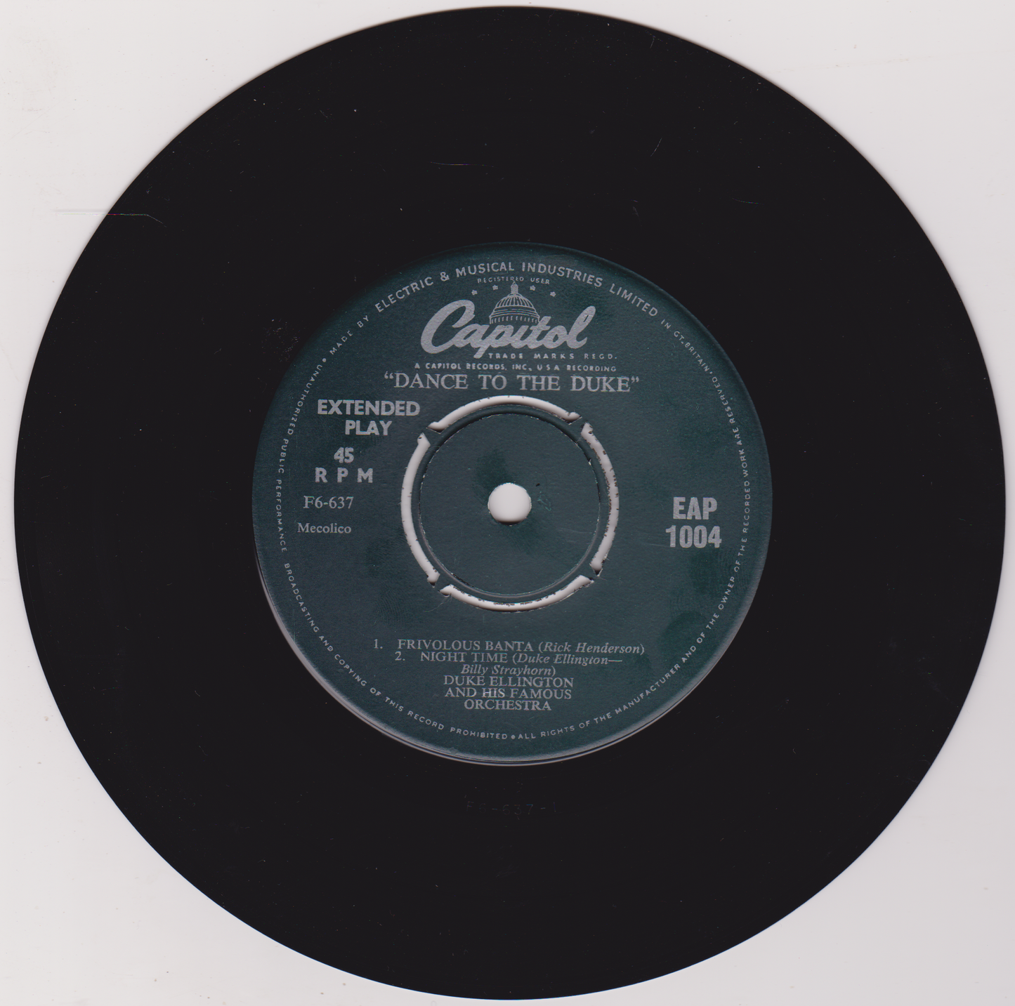 Duke Ellington - Dance To The Duke! (Capitol) 7" vinyl P/S EP VG/VG