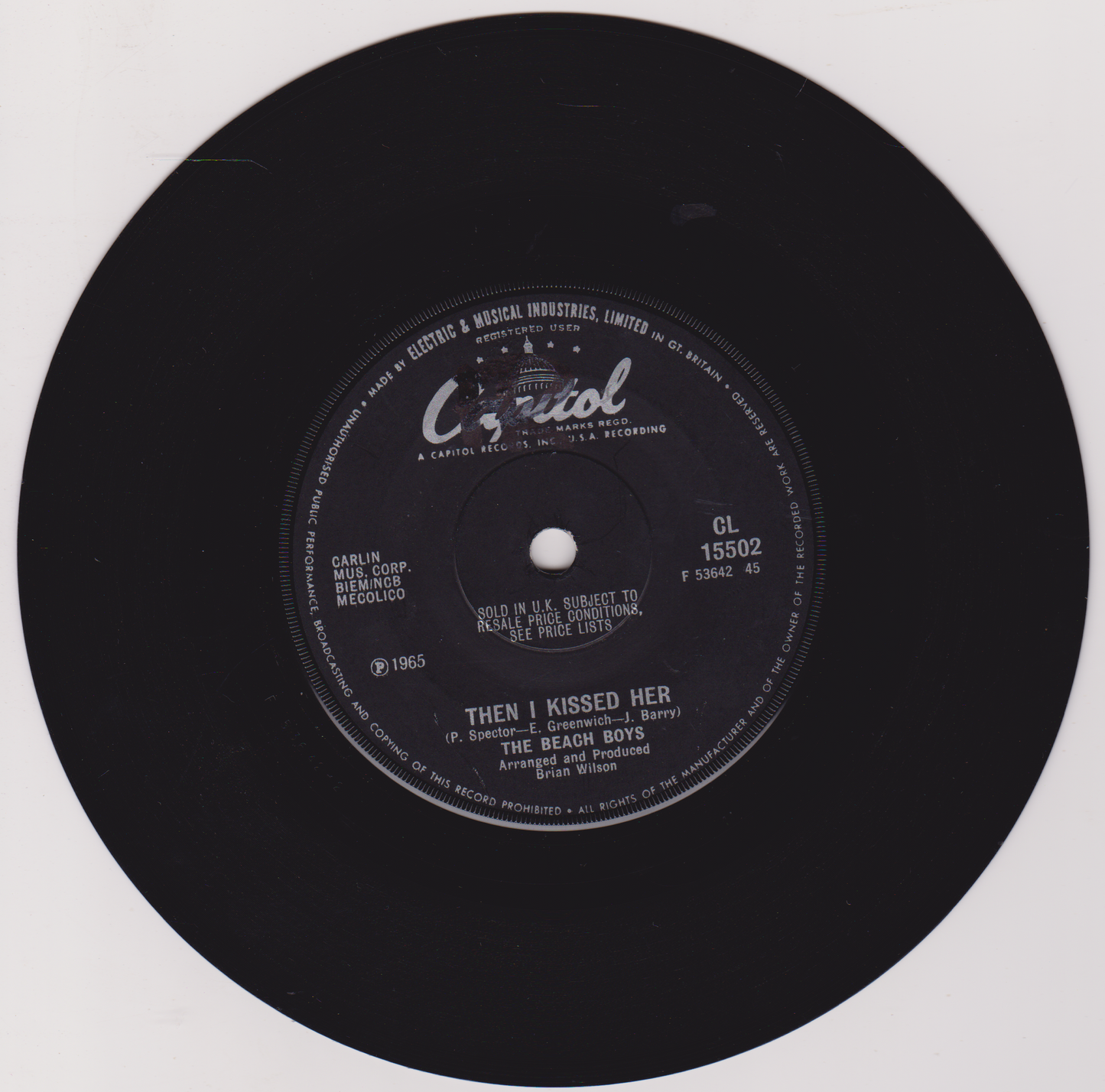 The Beach Boys - Then I Kissed Her (Capitol 1967) 7" single VG/VG