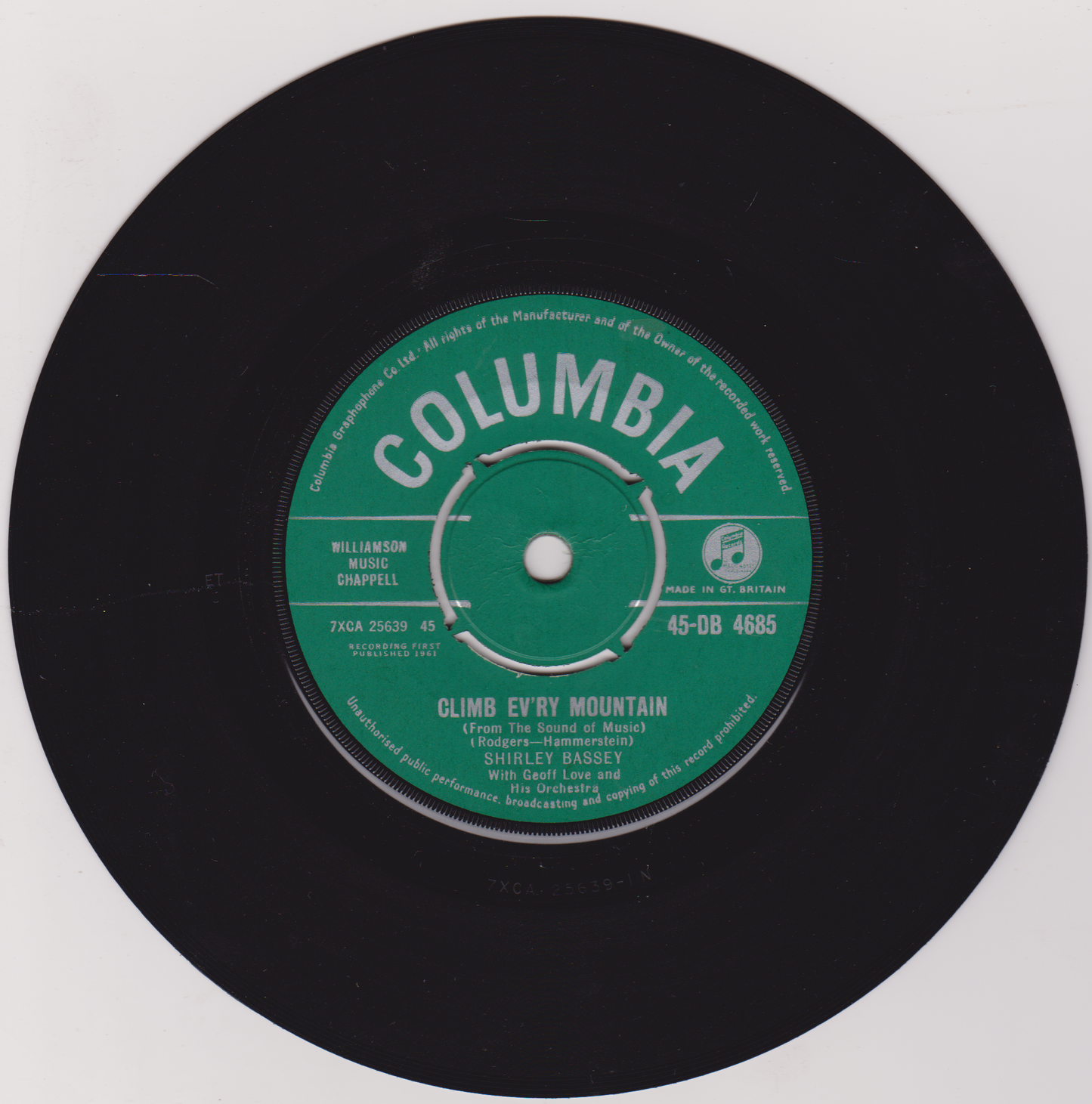 Shirley Bassey - Reach For The Stars (Columbia 1961) 7" vinyl single VG/-