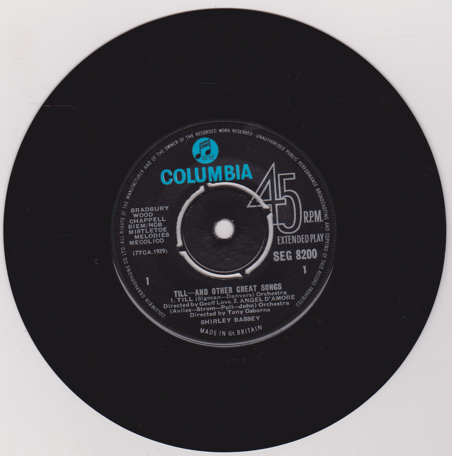 Shirley Bassey - Till - And Other Great Songs (Columbia 1962) 7" vinyl P/S VG/VG