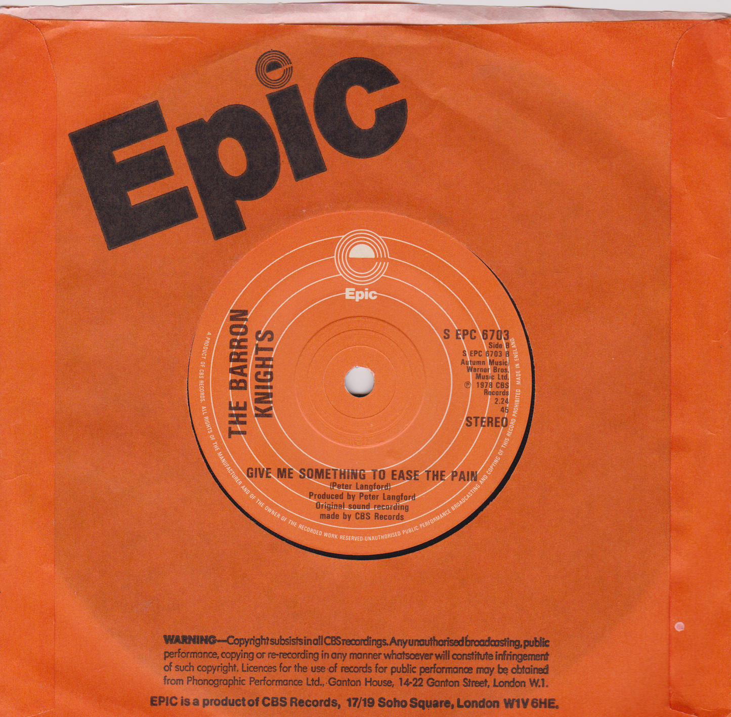 The Barron Knights - Get Down Shep (Epic 1978) 7" vinyl single VG/VG