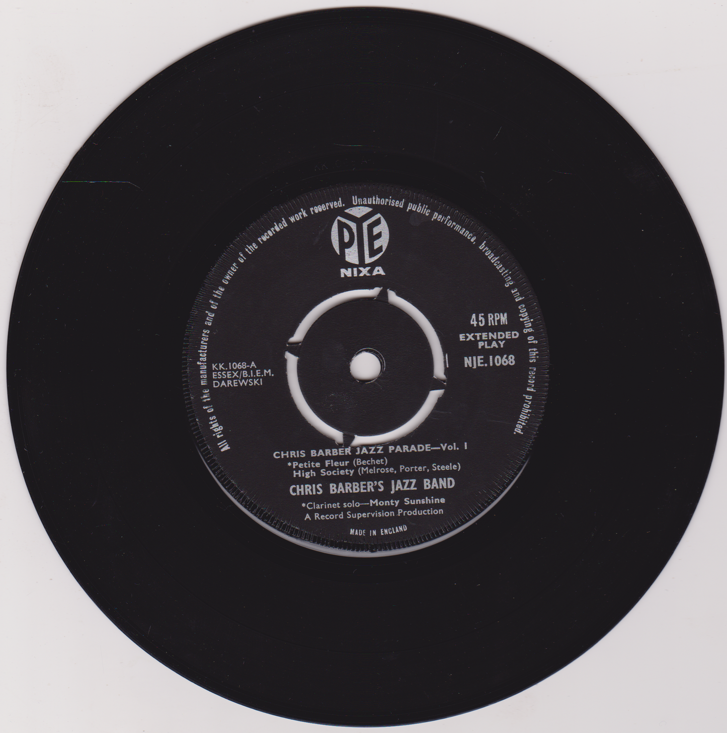 Chris Barber - Chris Barber Jazz Parade Volume One (Pye) 7" vinyl EP VG/VG