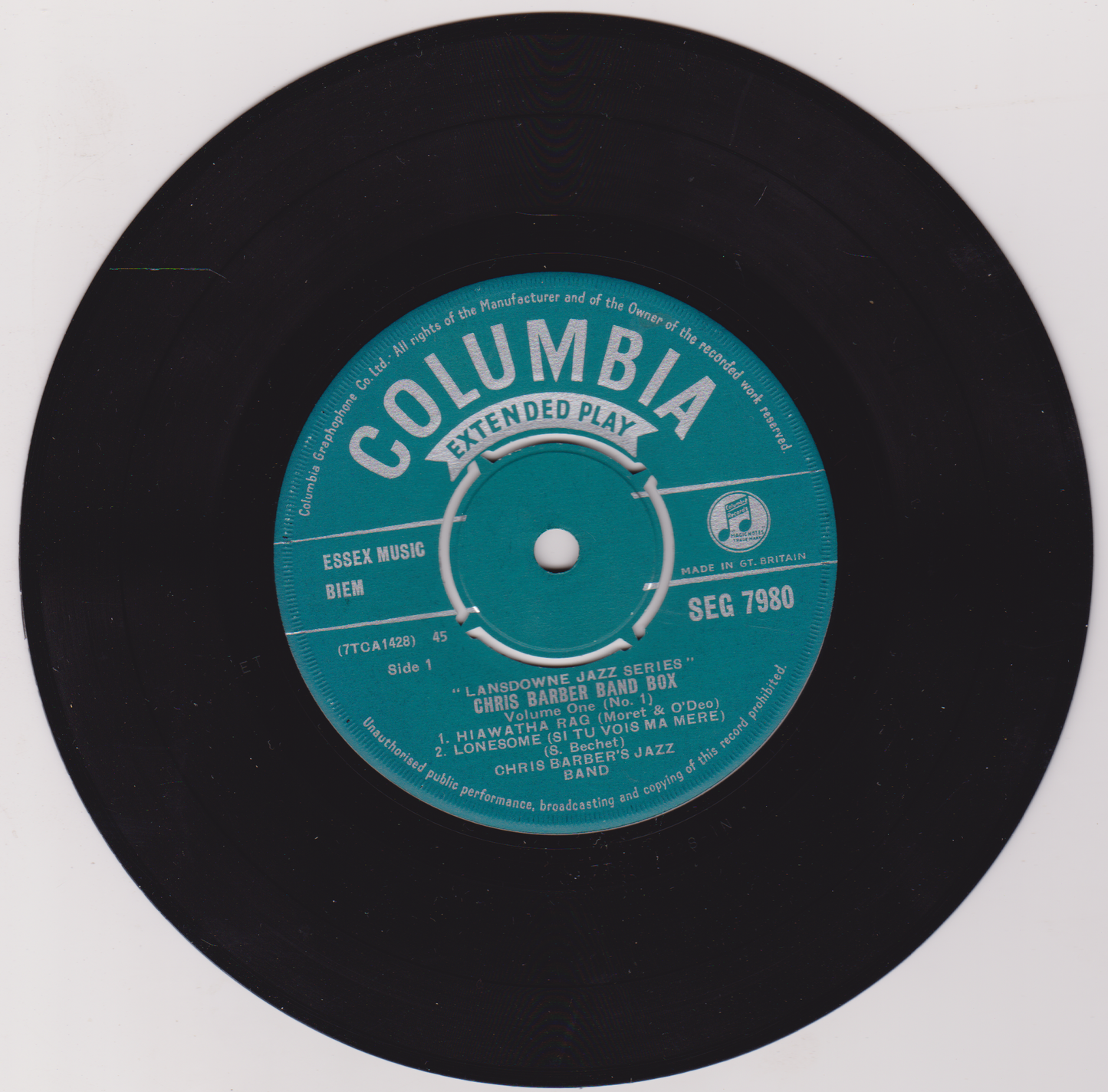 Chris Barber's Jazz Band With Ottilie Patterson – Chris Barber Band Box Vol. 1 No. 1 (Columbia) 7" vinyl EP VG/VG