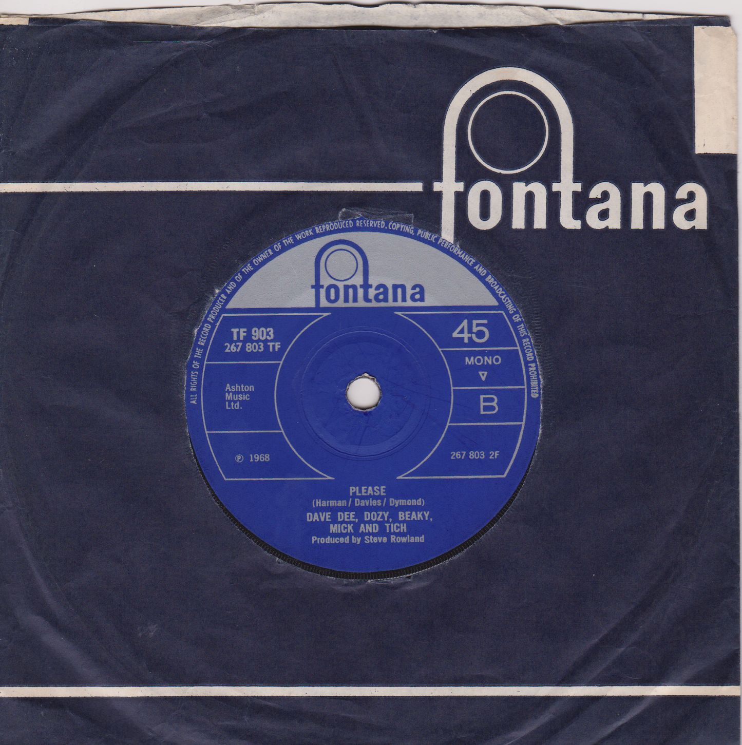 Dave Dee, Dozy, Beaky, Mick & Tich – The Legend Of Xanadu (Fontana 1968) 7" vinyl single VG/VG