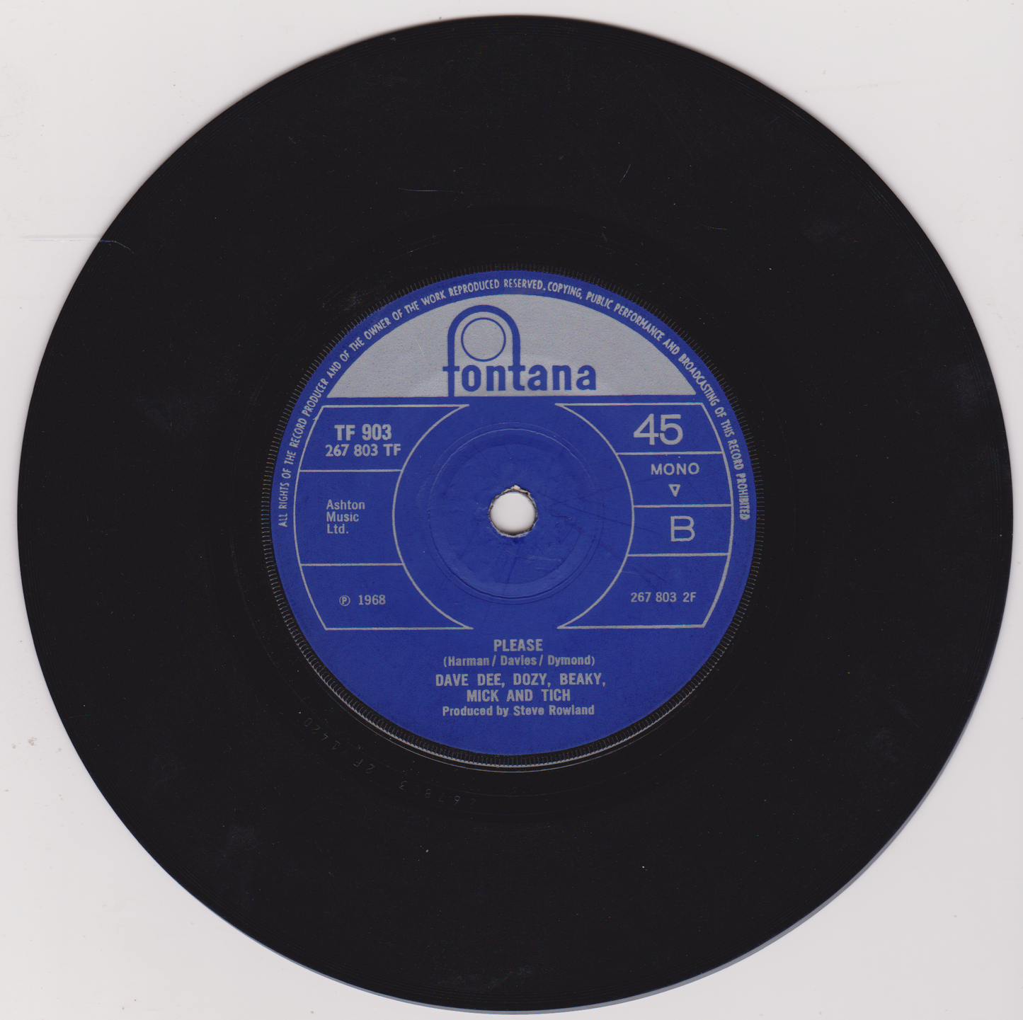 Dave Dee, Dozy, Beaky, Mick & Tich – The Legend Of Xanadu (Fontana 1968) 7" vinyl single VG/VG