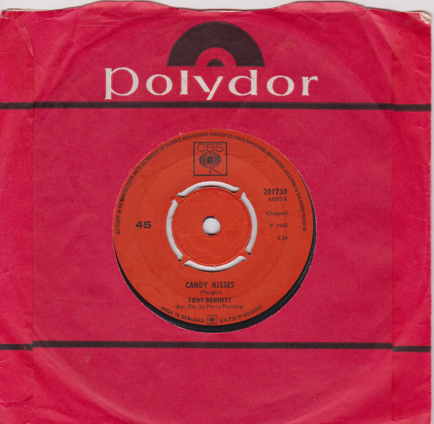 Tony Bennett – (I Left My Heart) In San Francisco (CBS 1965) 7" vinyl single VG/-