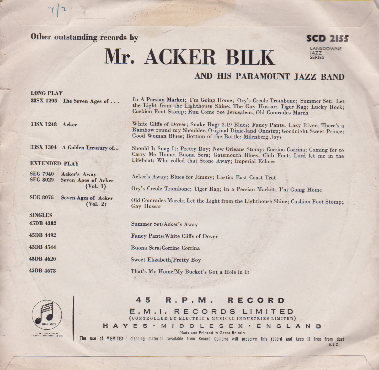 Acker Bilk – Stars And Stripes Forever (Columbia, 1962) 7" vinyl P/S single VG/VG