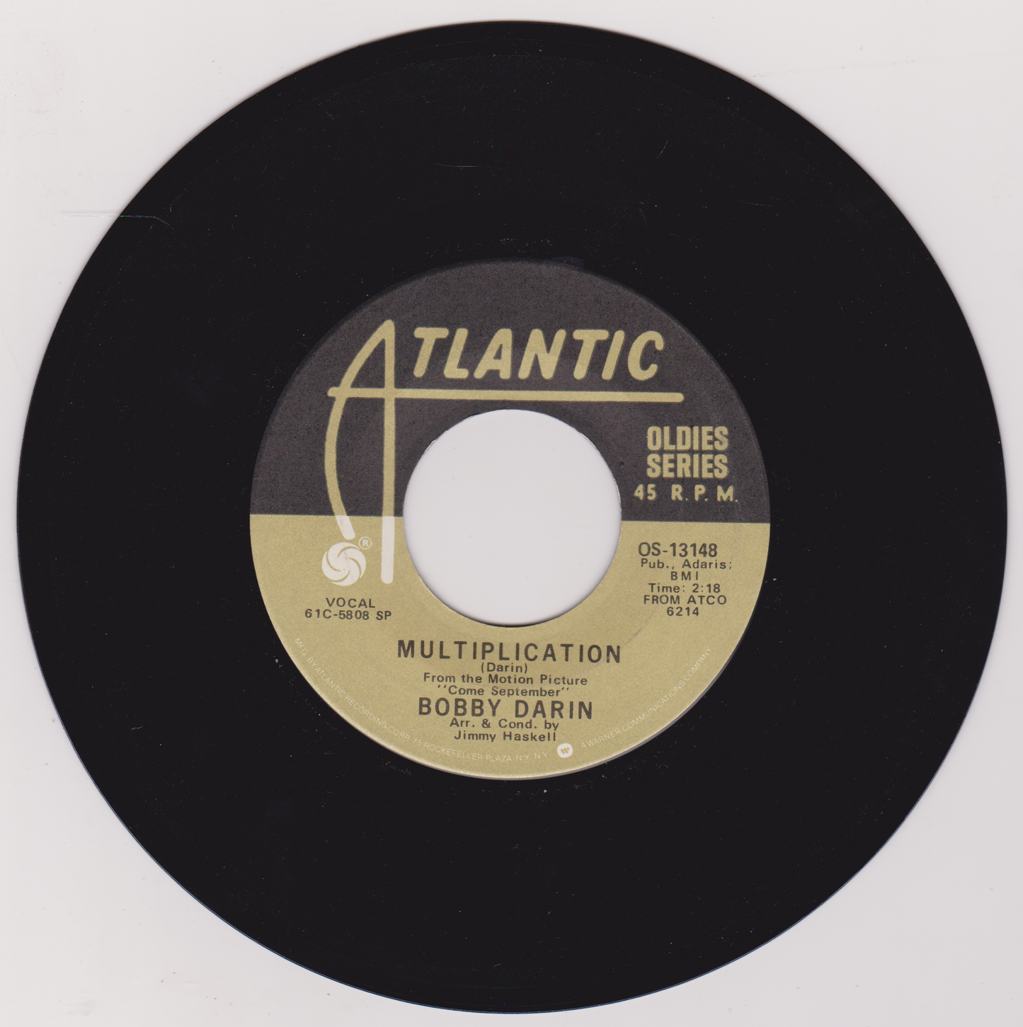 Bobby Darin – Multiplication (Atlantic) 7" vinyl single VG/VG US jukebox