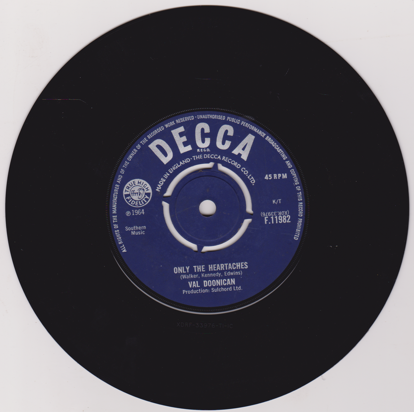 Val Doonican – Walk Tall (Decca) 7" vinyl single VG/VG