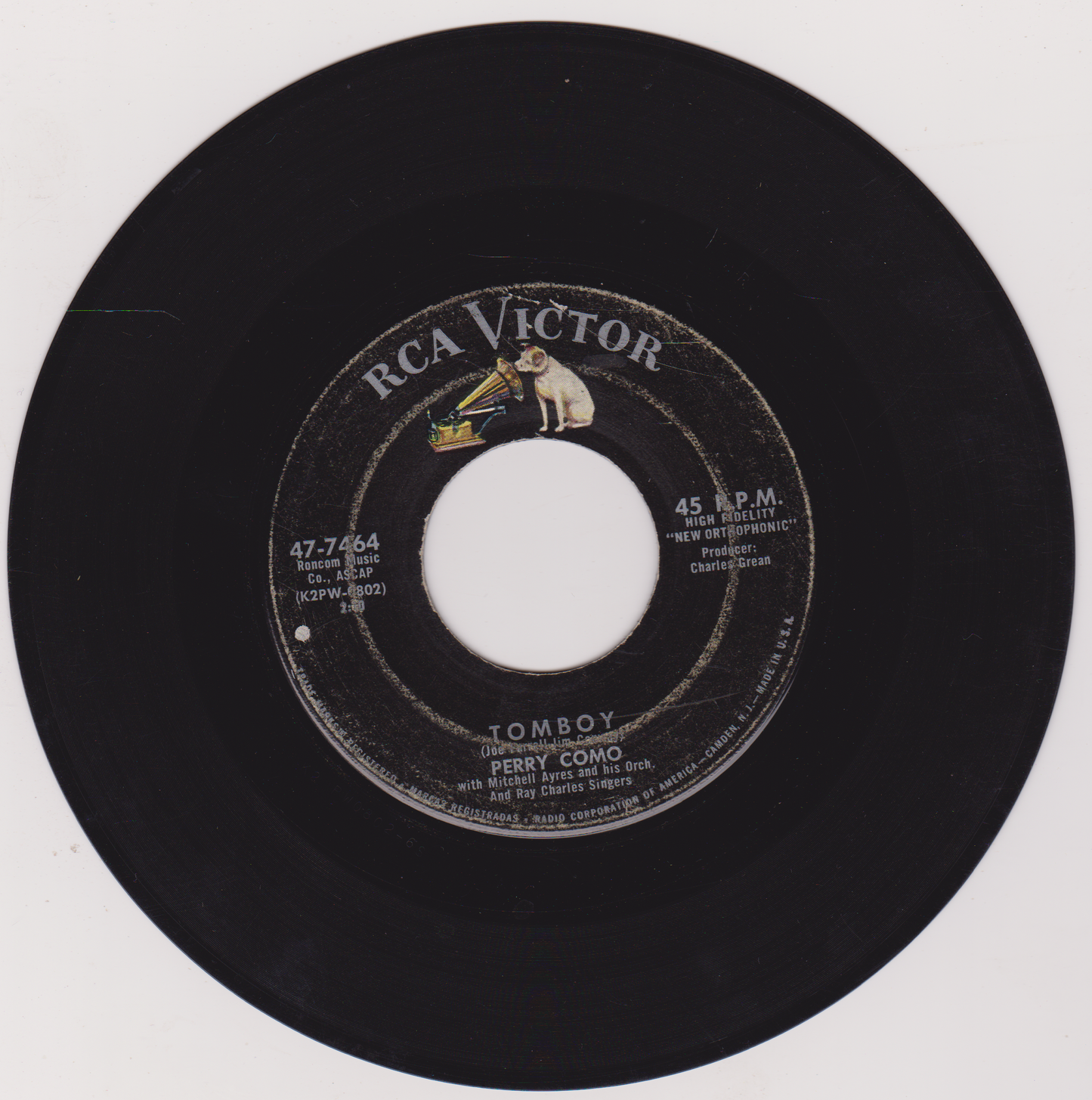 Perry Como – Tomboy (RCA 1959) 7" vinyl US single VG/- jukebox