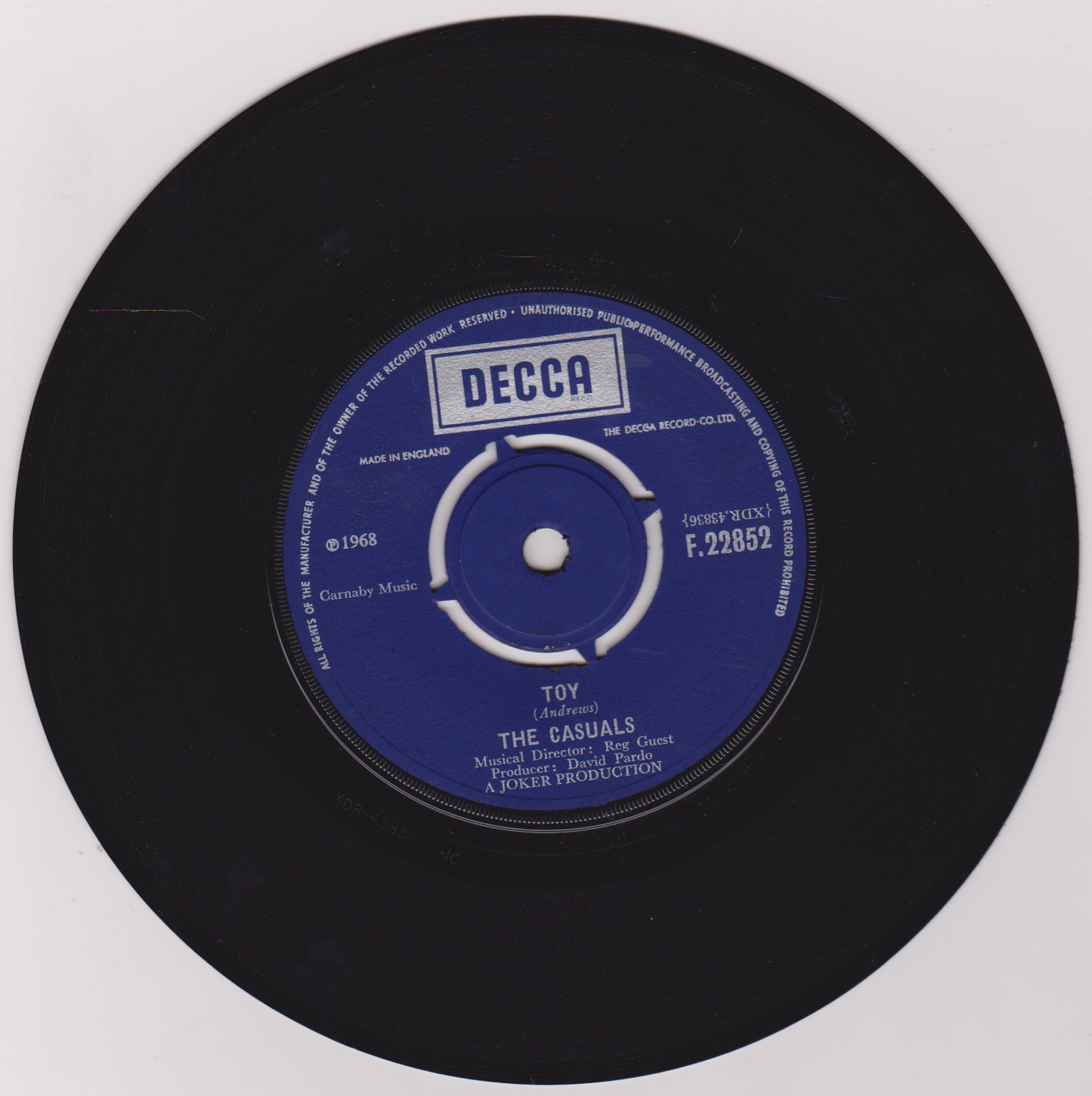 The Casuals – Toy (Decca 1968) 7" vinyl single VG/VG