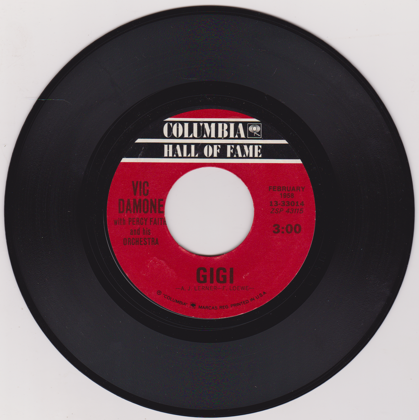 Vic Damone – On The Street Where You Live (Columbia) 7" vinyl US single VG/- jukebox