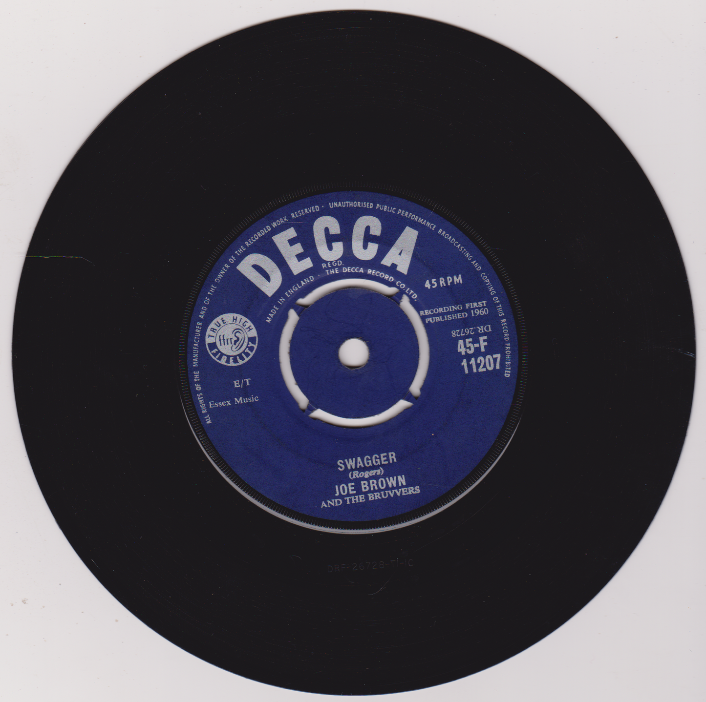 Joe Brown And The Bruvvers – The Darktown Strutters' Ball (Decca 1960) 7" vinyl single VG/VG