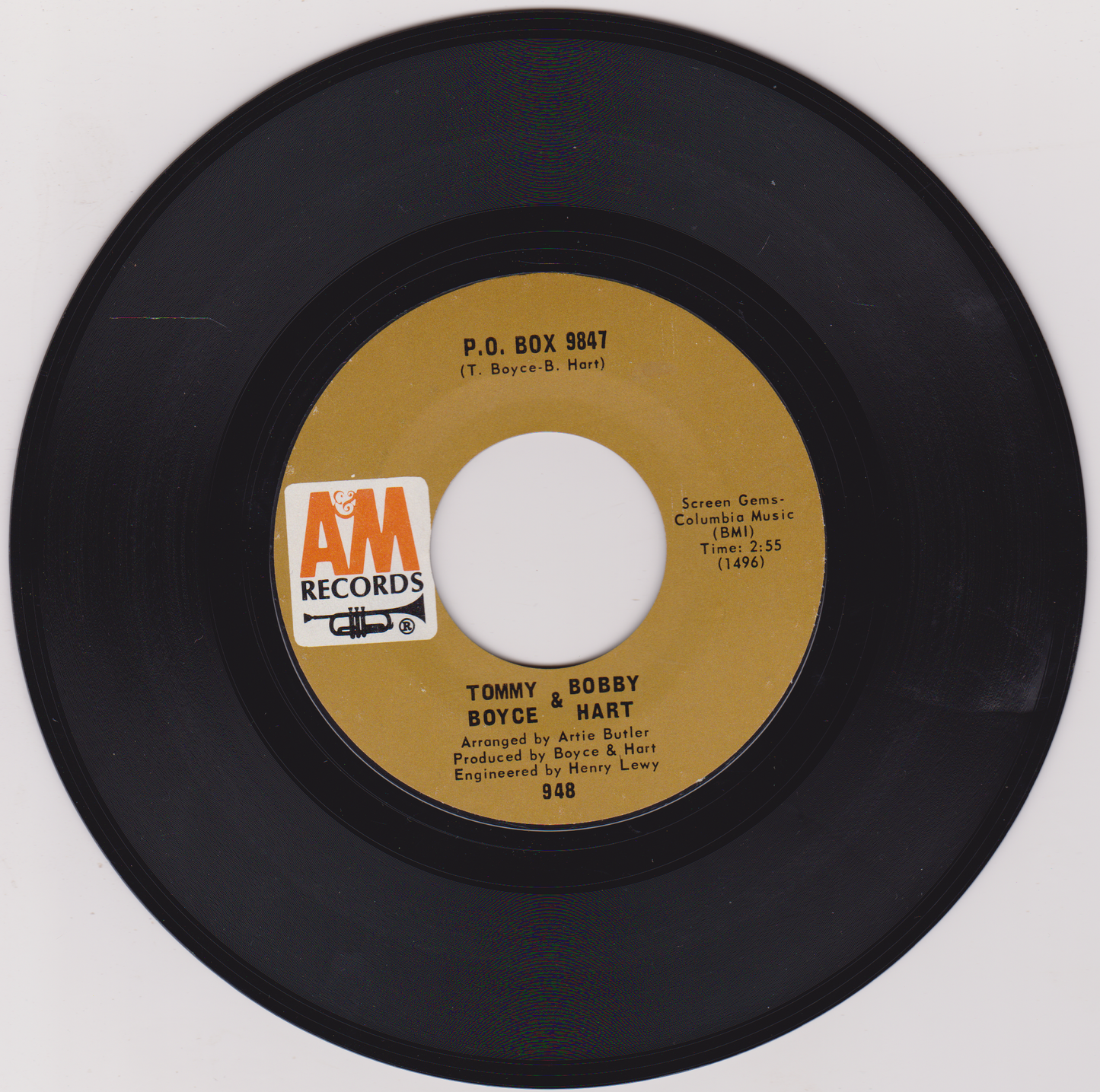 Tommy Boyce & Bobby Hart – Alice Long (A&M 1969) 7" vinyl US single VG/-