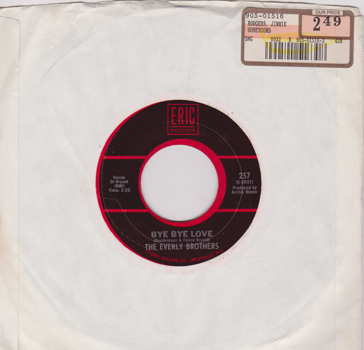 The Everly Brothers - Bye Bye Love (Eric 1983) 7" US vinyl G+/-