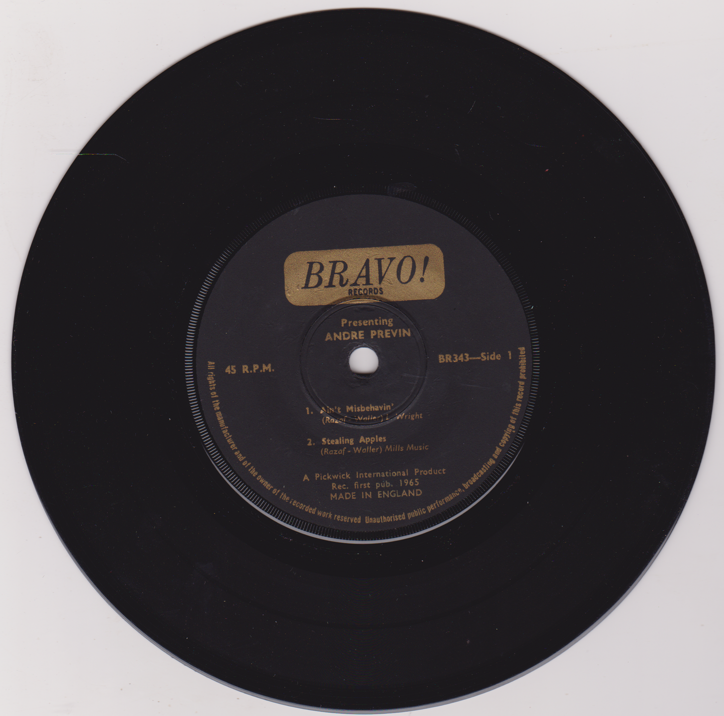 André Previn – Presenting Andre Previn (Bravo 1965) 7" vinyl P/S EP VG/VG