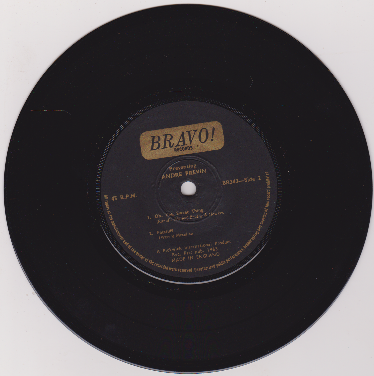 André Previn – Presenting Andre Previn (Bravo 1965) 7" vinyl P/S EP VG/VG