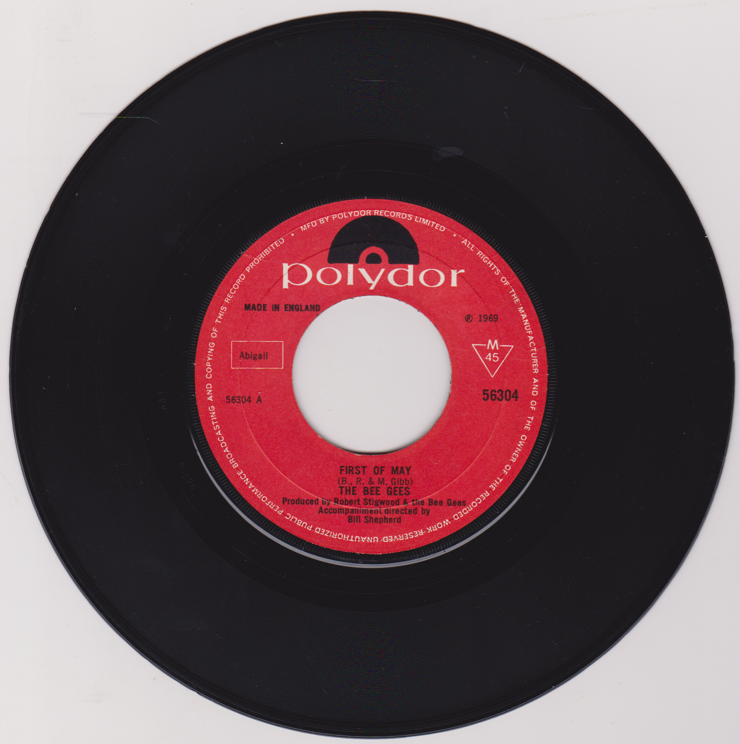 Bee Gees – First Of May (Polydor 1969) 7" vinyl single VG/VG jukebox centre