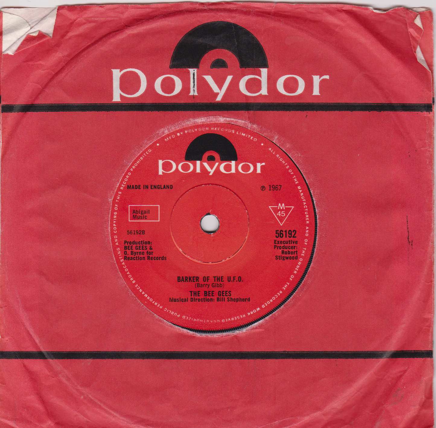 Bee Gees – Massachusetts (The Lights Went Out In) (Polydor 1967) 7" vinyl single VG/VG