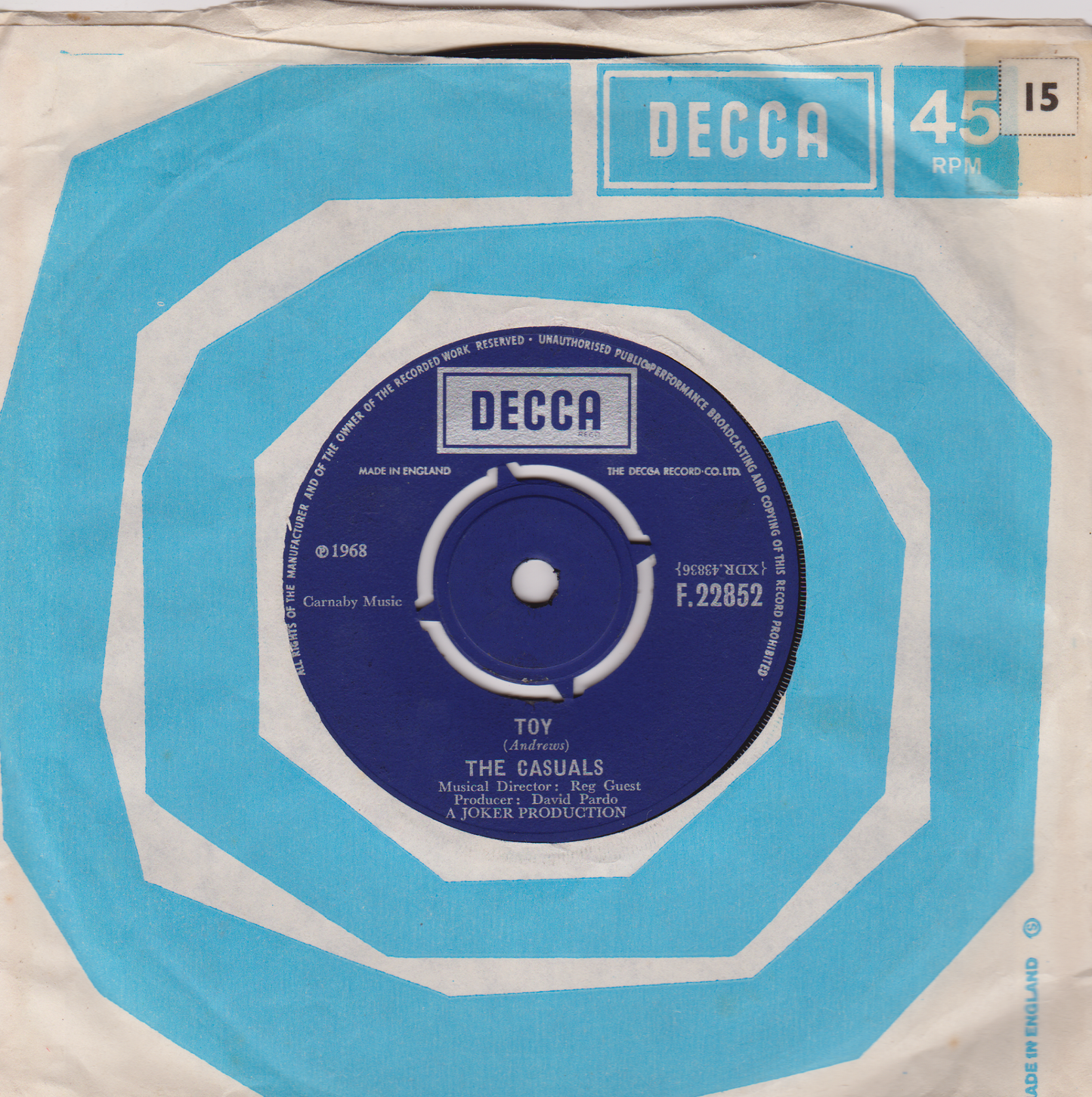 The Casuals – Toy (Decca 1968) 7" vinyl single VG/VG