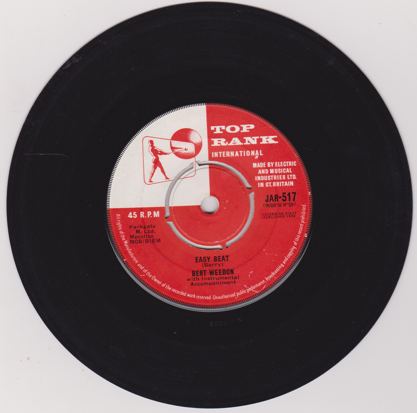 Bert Weedon - Sorry Robbie (Top Rank 1960) 7" vinyl single VG/-