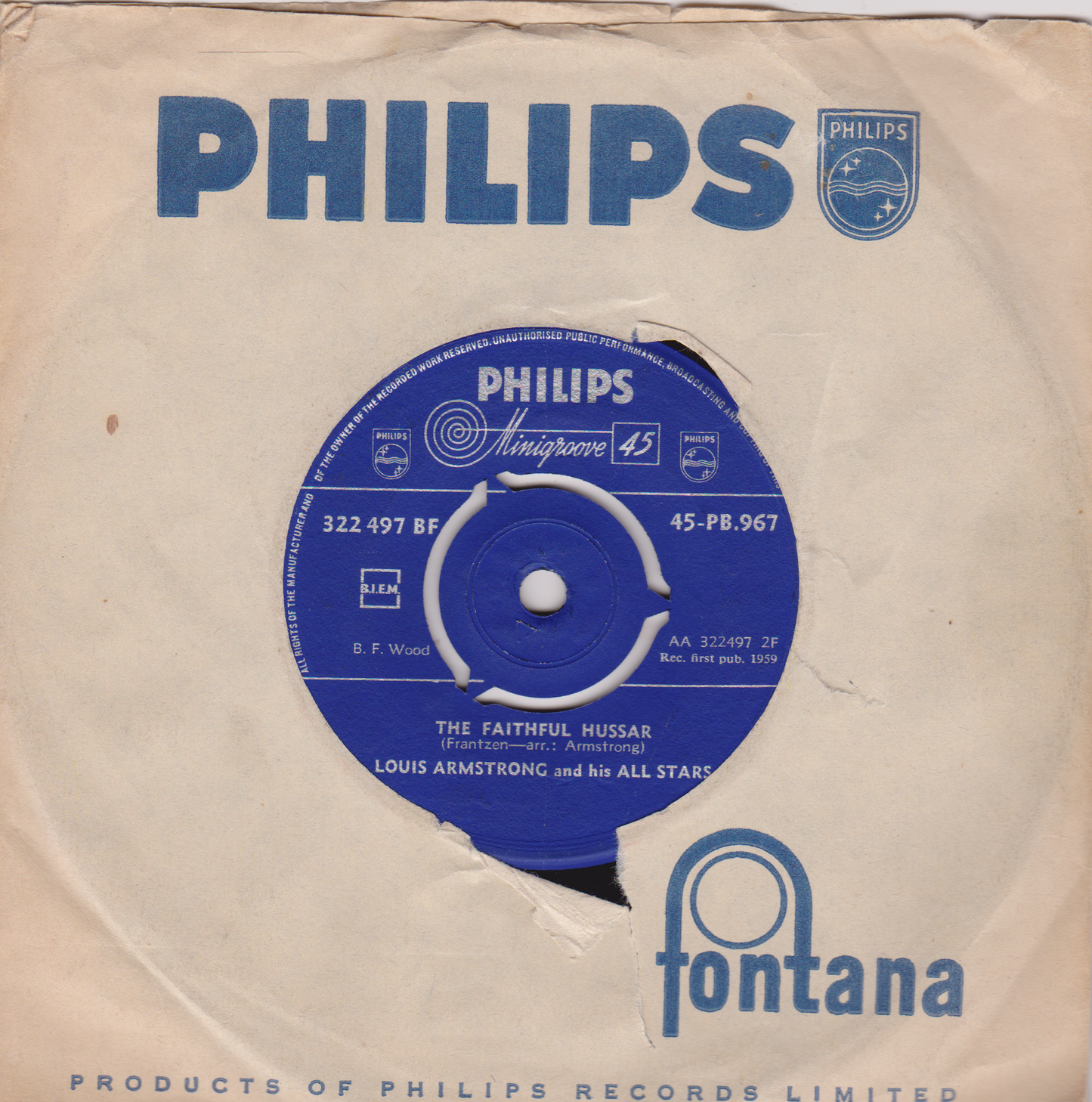 Louis Armstrong And His All Stars – Mack The Knife (Philips 1959) 7" vinyl single VG/VG