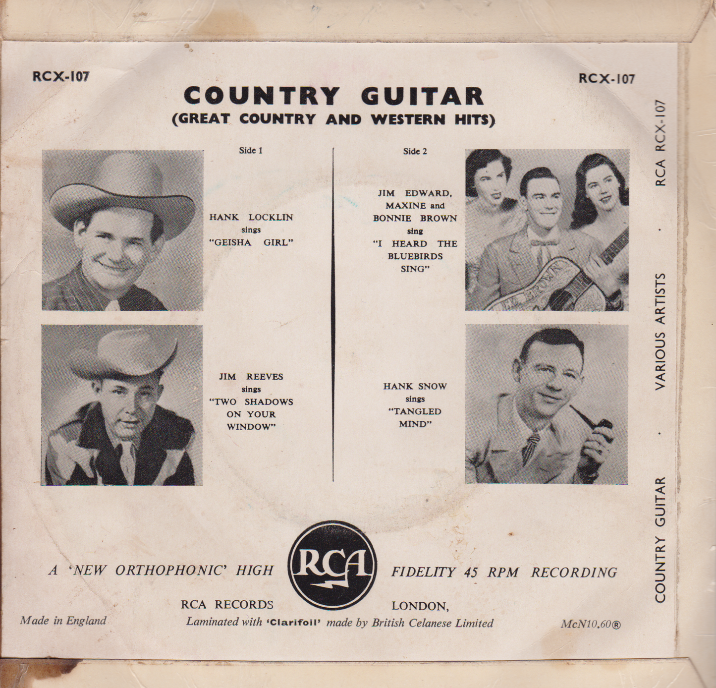 Various – Country Guitar (RCA 1958) 7" vinyl P/S EP G/G+