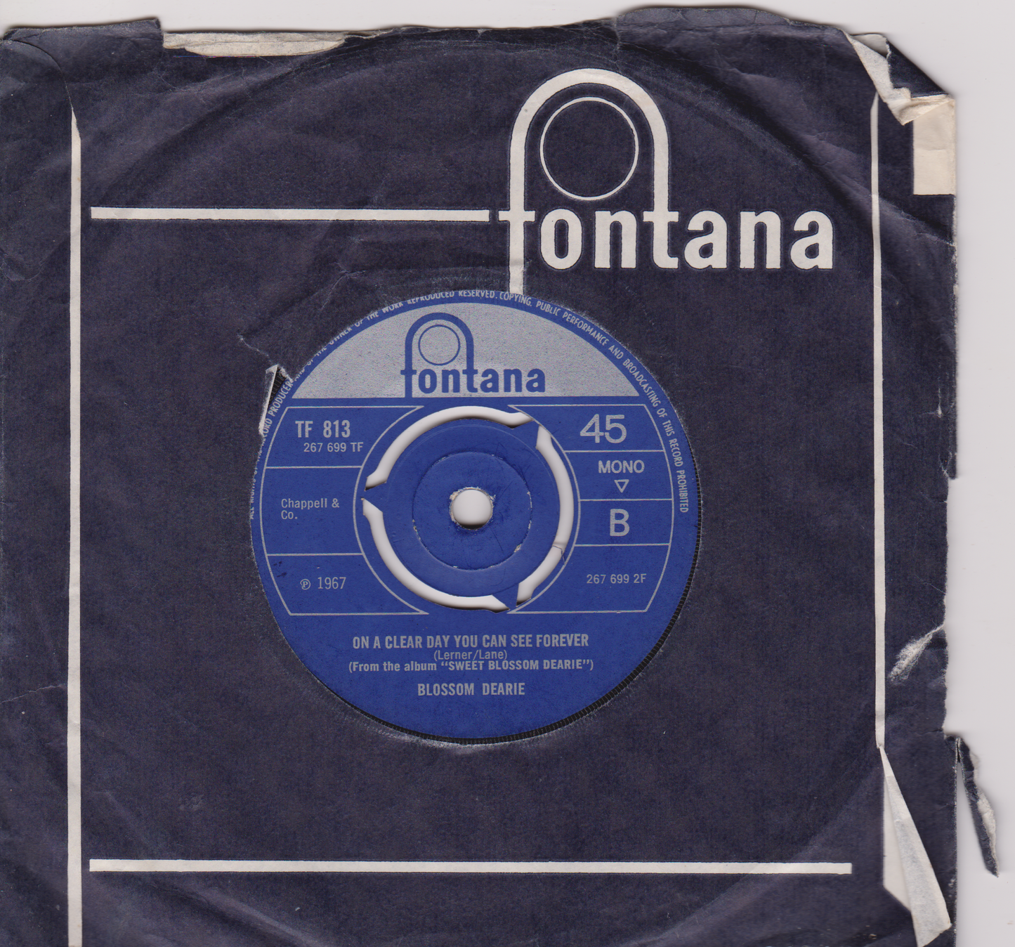 Blossom Dearie – Moonlight Saving Time (Fontana 1967) 7" vinyl single G+/G