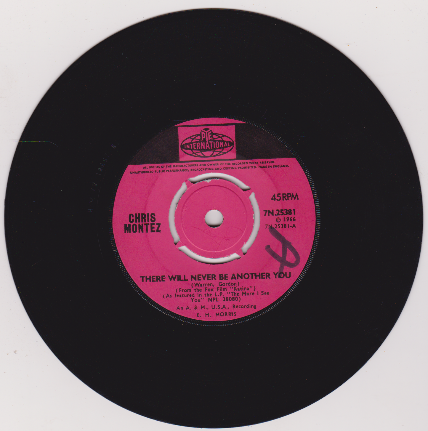Chris Montez – There Will Never Be Another You (Pye 1966) 7" vinyl single VG/-