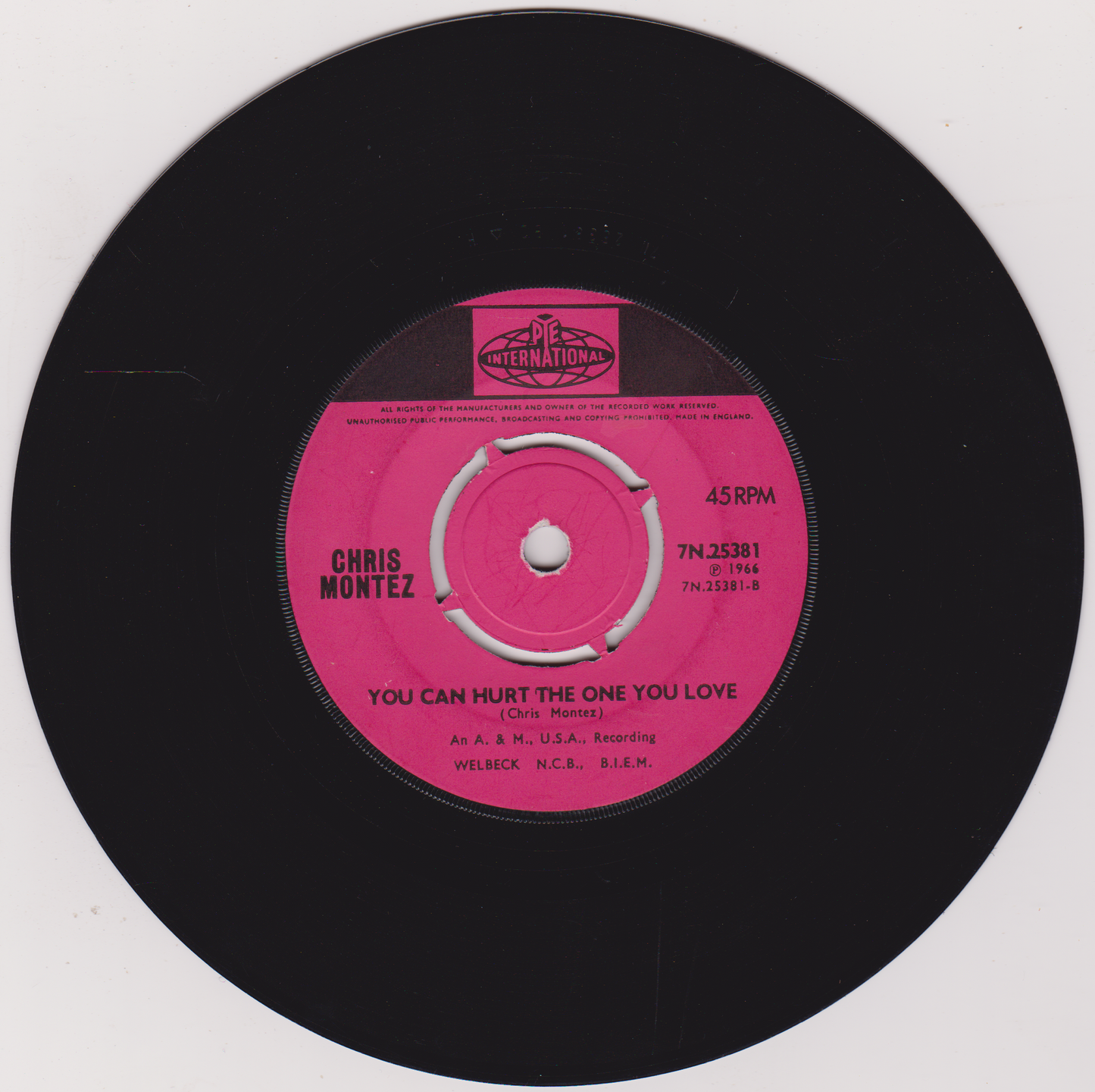Chris Montez – There Will Never Be Another You (Pye 1966) 7" vinyl single VG/-