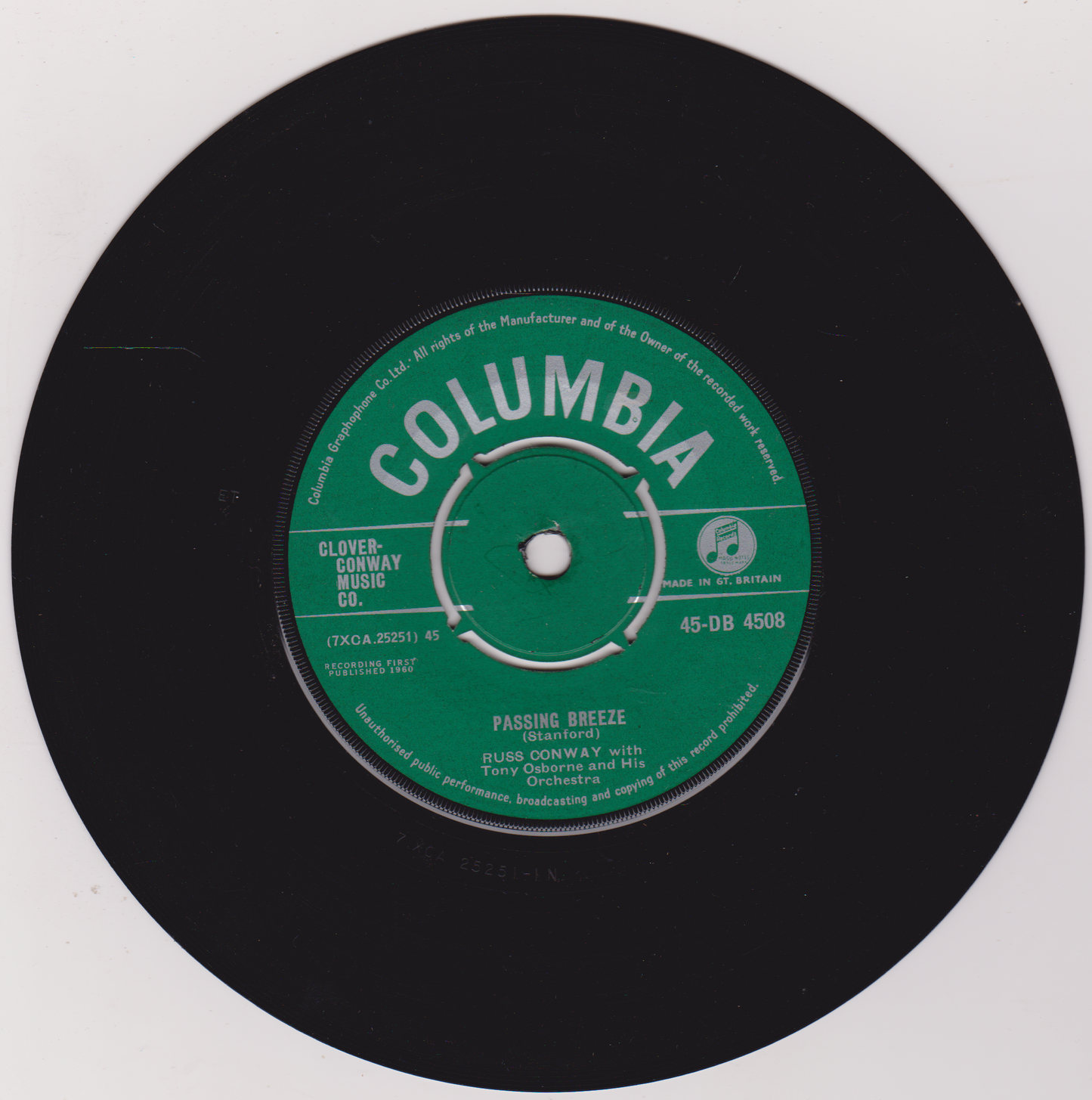 Russ Conway – Passing Breeze (Columbia, 1960) 7" vinyl VG/-