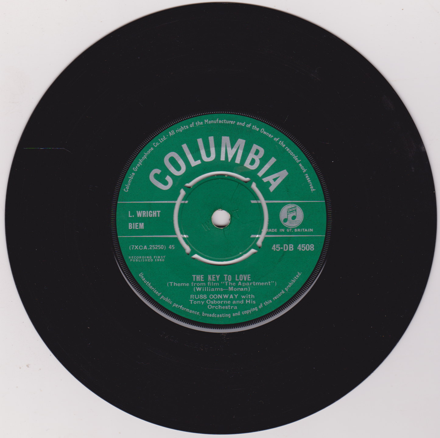 Russ Conway – Passing Breeze (Columbia, 1960) 7" vinyl VG/-