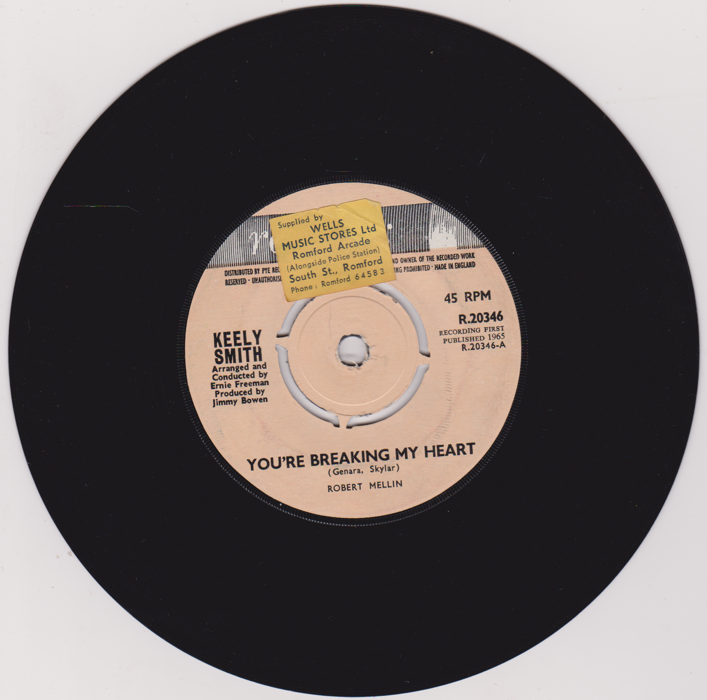 Keely Smith – You're Breaking My Heart (Reprise 1965) 7" vinyl single VG/-