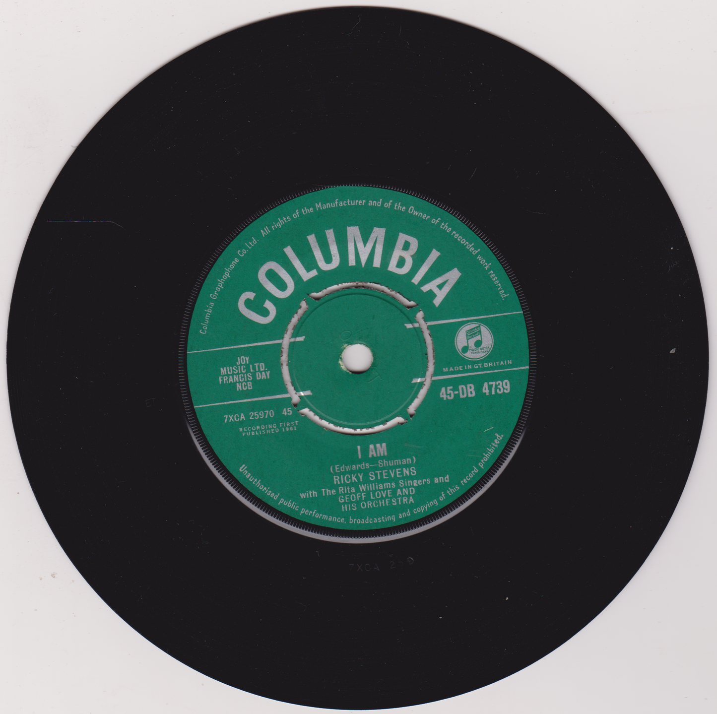 Ricky Stevens – I Cried For You (Columbia 1961) 7" vinyl single VG/-