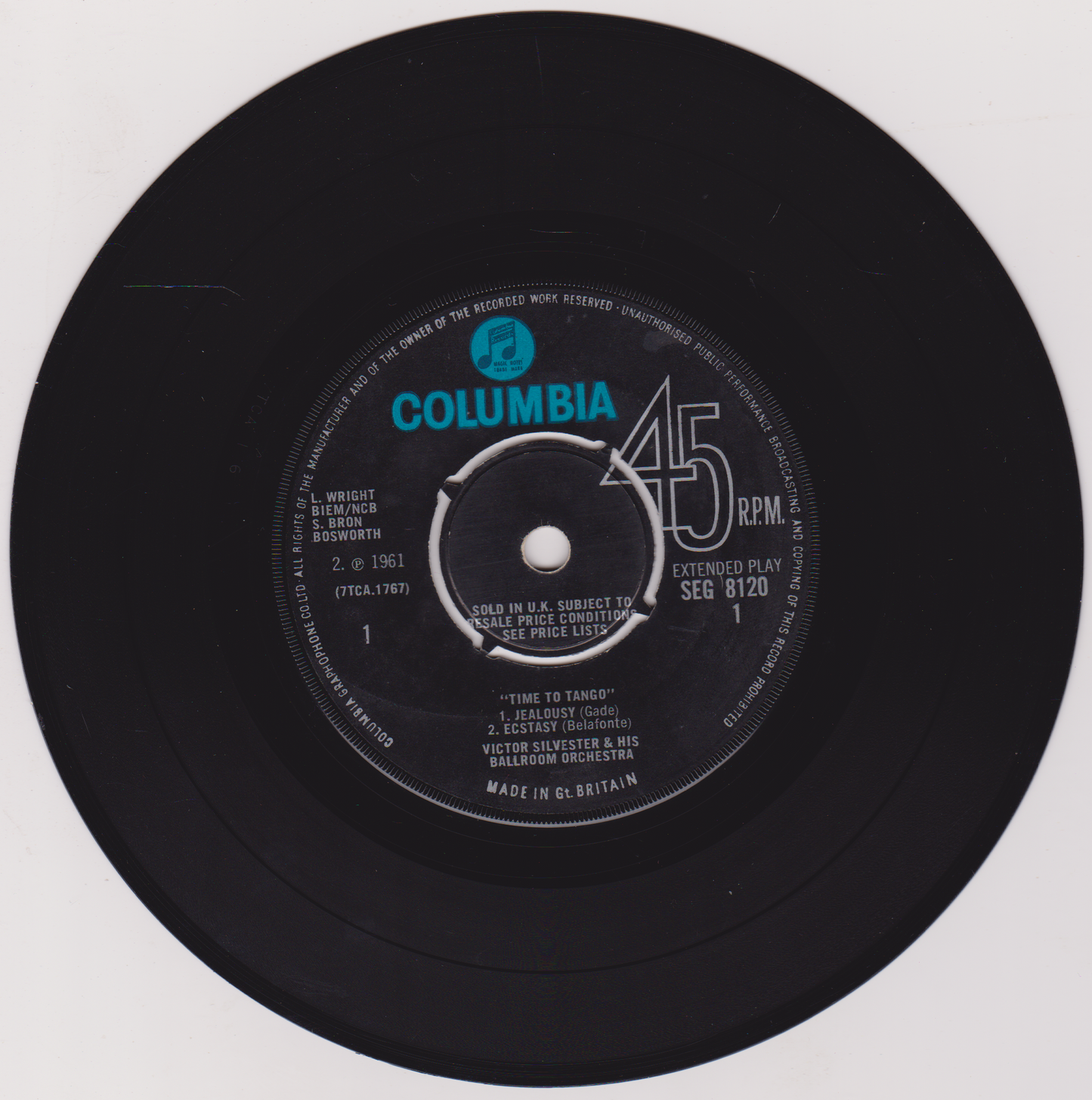Victor Silvester and His Ballroom Orchestra – Time To Tango (Columbia 1961) 7" vinyl P/S EP VG/-